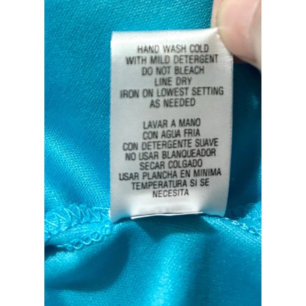 Studio One New York Blue Abstract Print Tiered Ruffle Halter Dress Size 14 - Picture 8 of 8